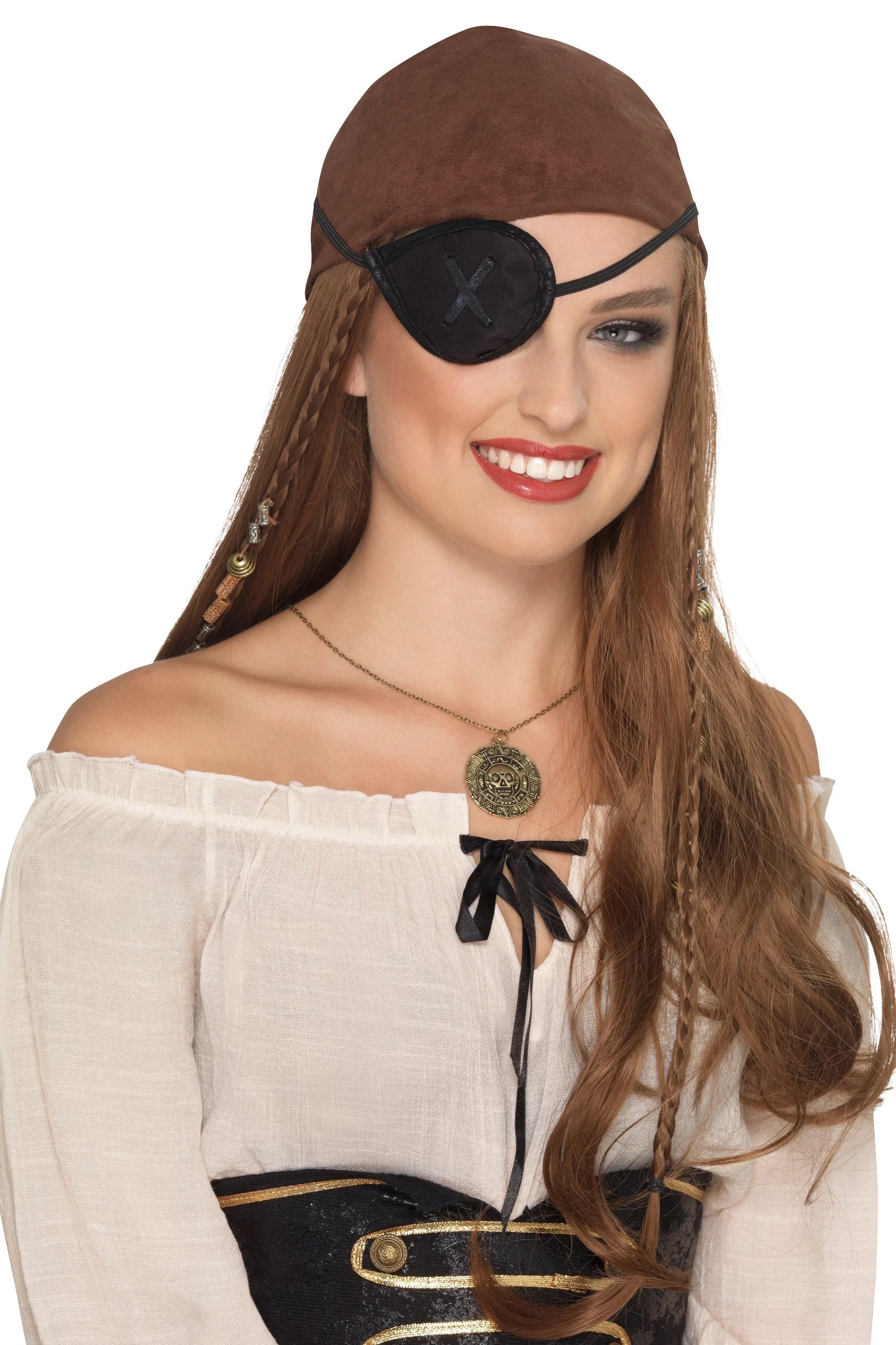 Parche Pirata Decorado de Tela Negra Complementos Piratas Smiffys